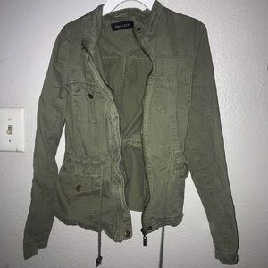 Green denim jacket